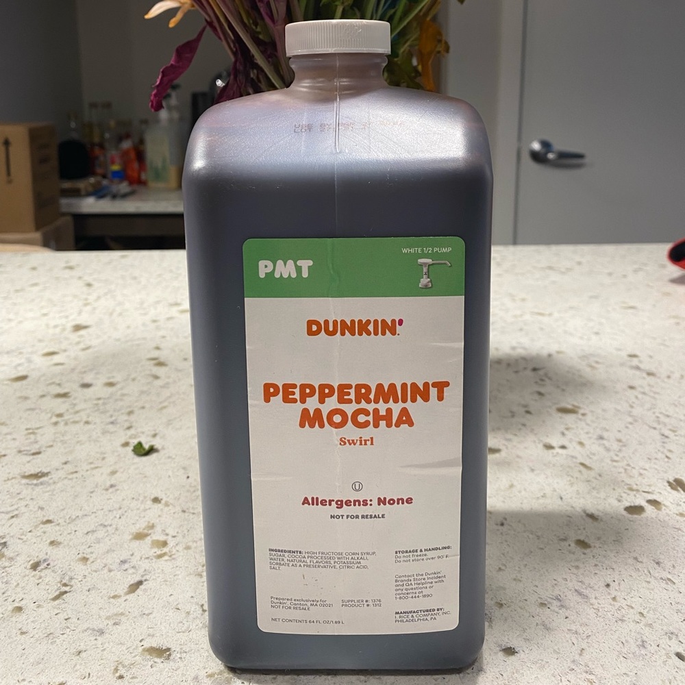 Dunkin Donuts  Seasonal Peppermint Mocha Swirl Syrup, Sealed